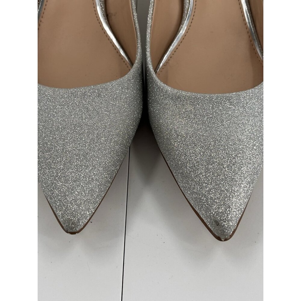 JEWEL BADGLEY MISCHKA Women's Sparkly Silver Kitten Heel Pointed Toe Shoes US 11 - Picture 2 of 8